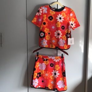 Victoria Beckham Retro Floral Top/Skirt Set XS NWT